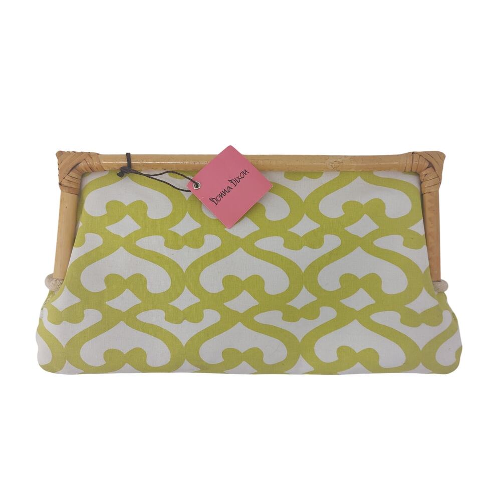 Donna Dixon Lime Green Clutch Bamboo Magnetic Bag